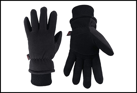 OZERO Winter Gloves Deerskin Suede Leather Palm with Big Patch